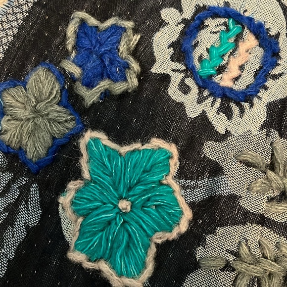 Cost Plus World Market Embroidered Wrap Scarf in Blue - Picture 5 of 6